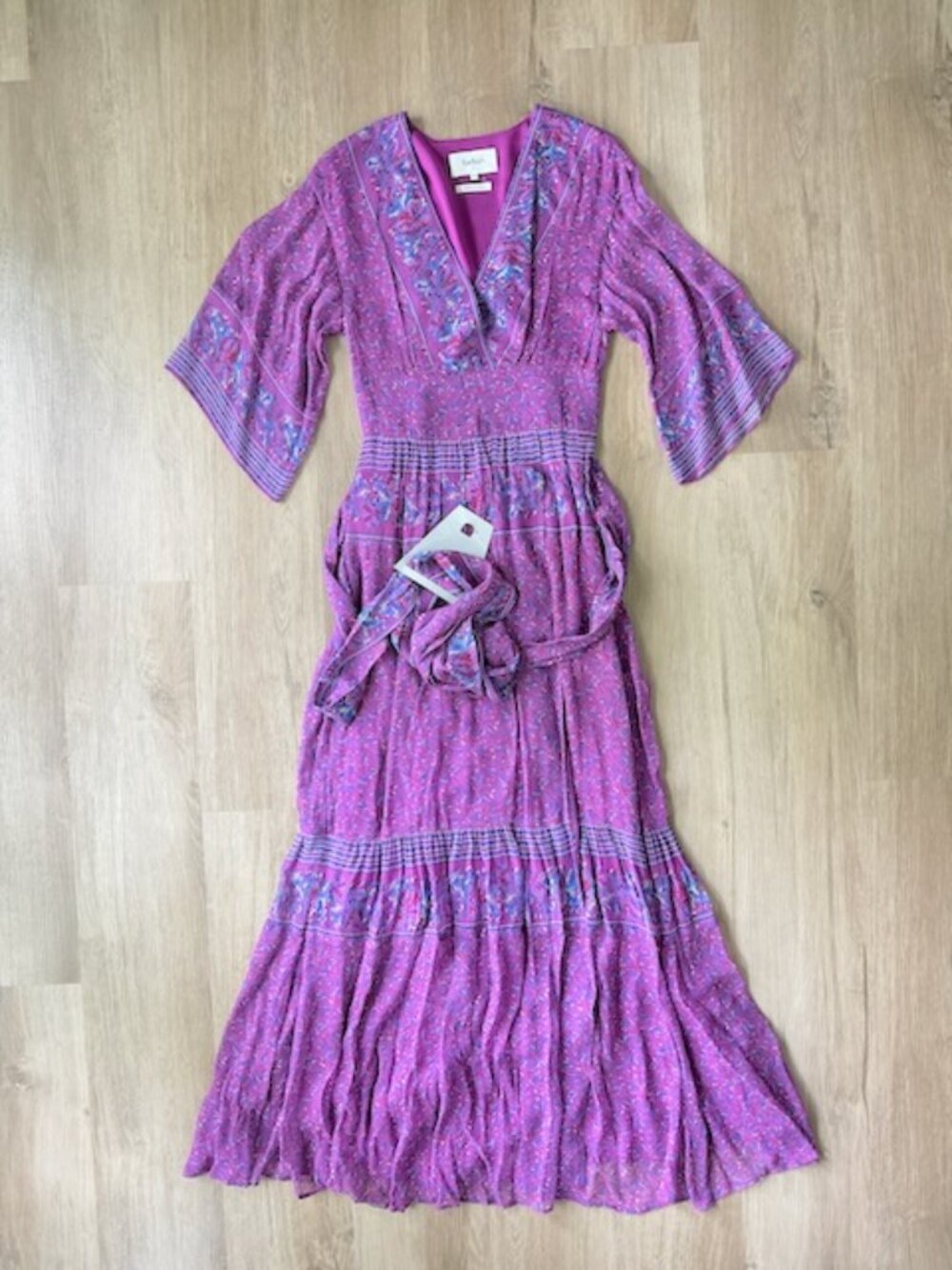 ba&sh Maya Fuschia Floral Maxi Dress Small / 4